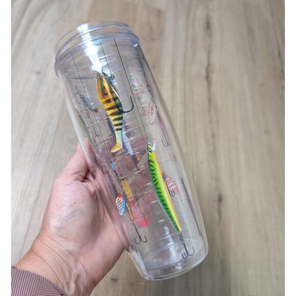 Tervis Fishing Lures Water Bottle With Lid 24oz Clear Cold/Hot Made In America - Picture 5 of 8